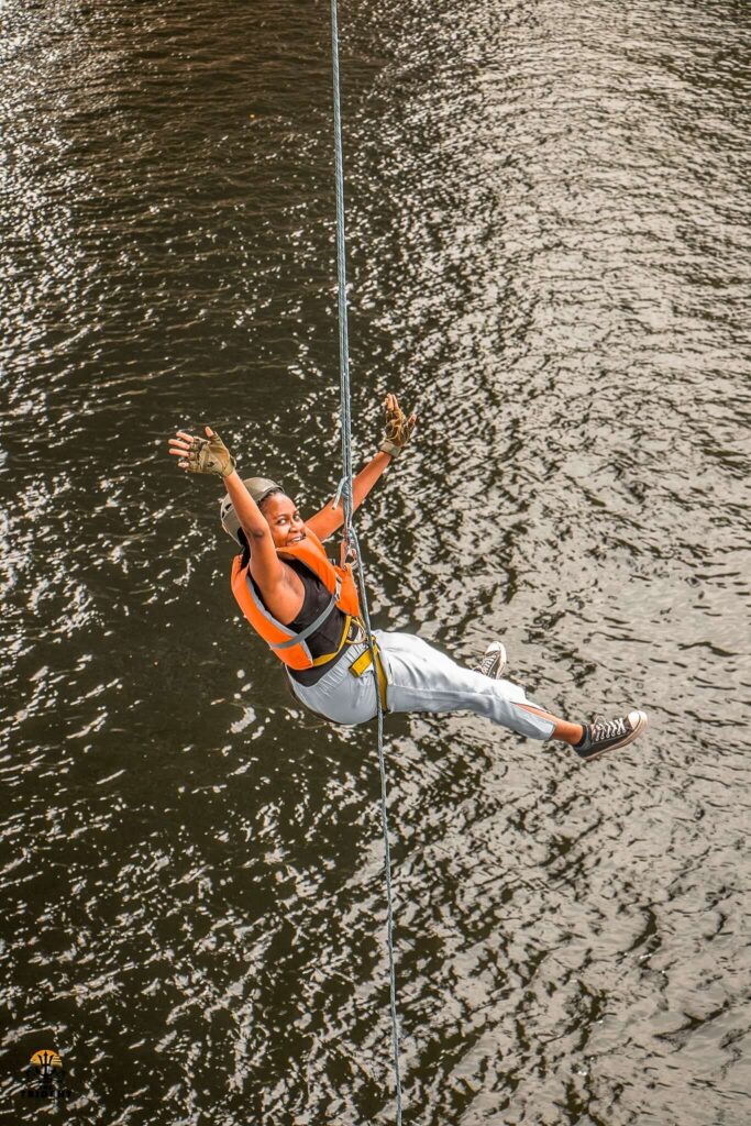 Abseiling off Adomi Bridge in Accra, Ghana