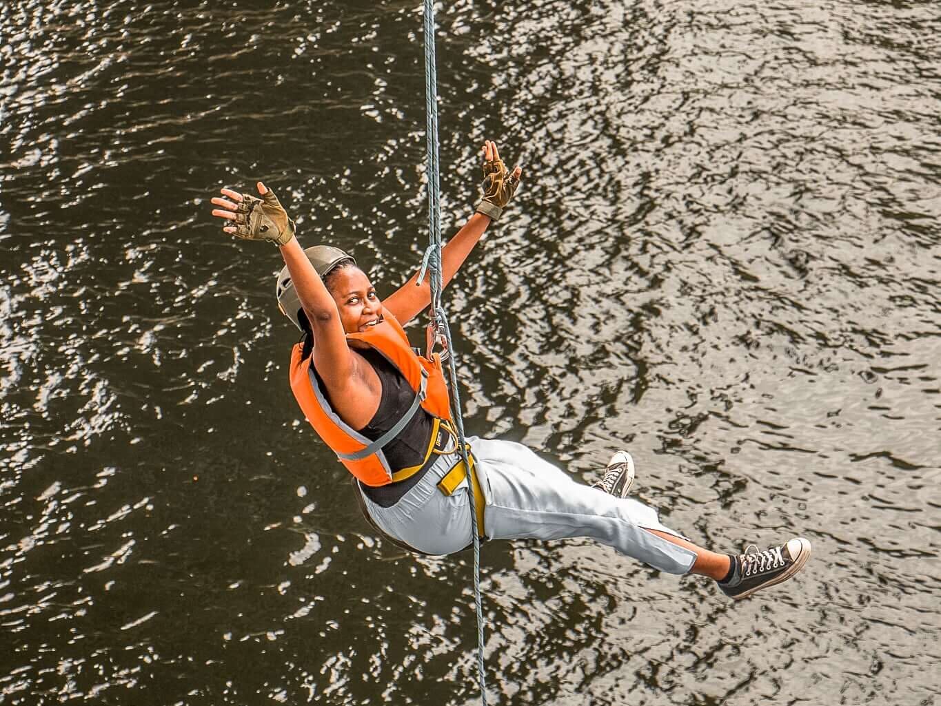 Abseiling off Adomi Bridge, Ghana
