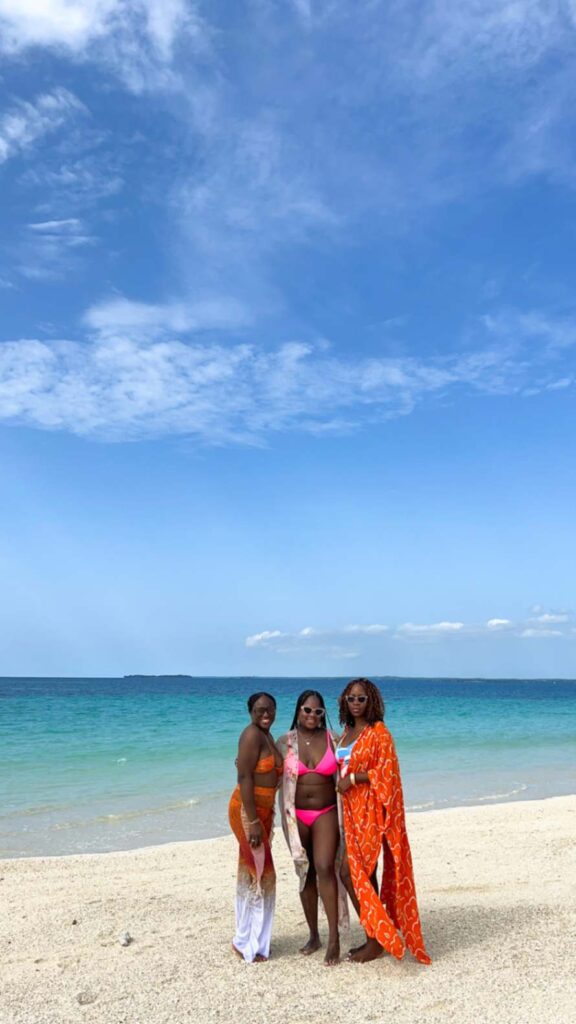 with the girls at nakupenda sandbank