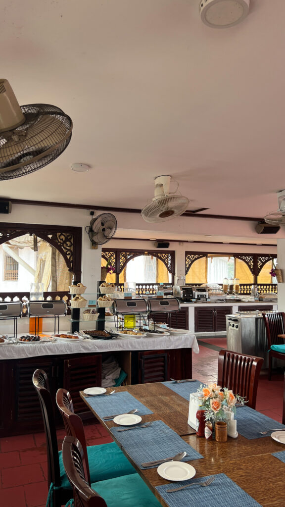 Restaurant buffet on the rooft top at Maru Maru Hotel